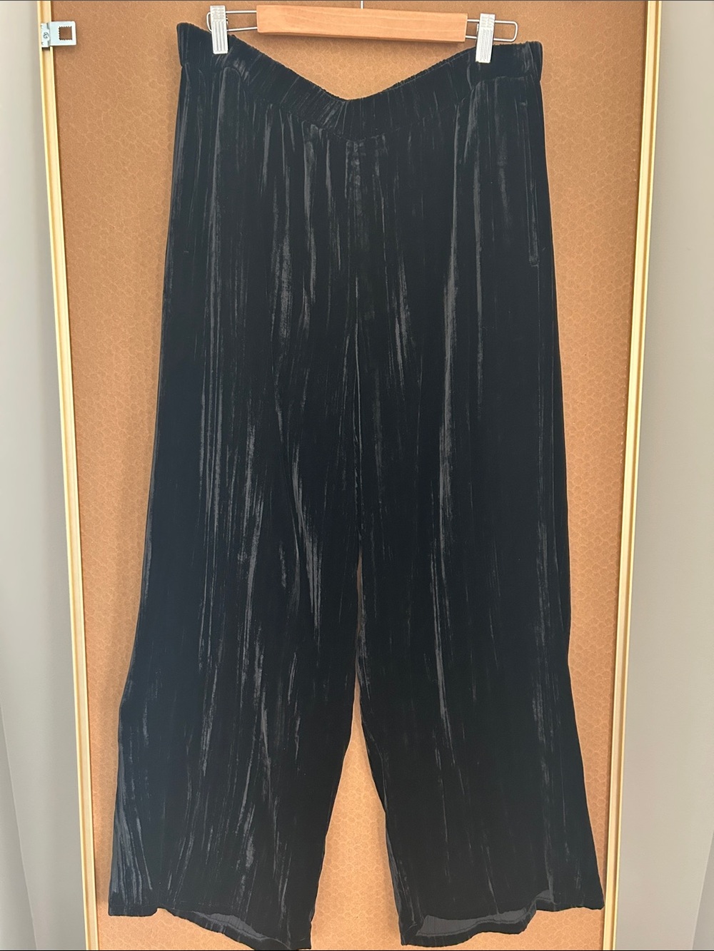 Eileen Fisher Black Velvet Wide-Leg Pants